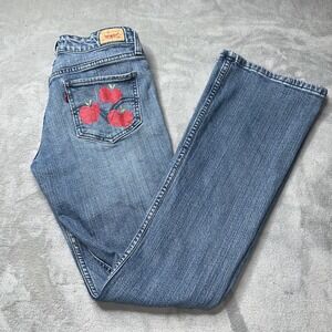Y2K Era Levi's 518 Super Low Bootcut Size 5 medium apple painted custom pockets